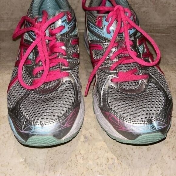 Asics Gray & Pink Athletic Running Training Sneakers Low Top Women’s Size 7.5 - Picture 4 of 9